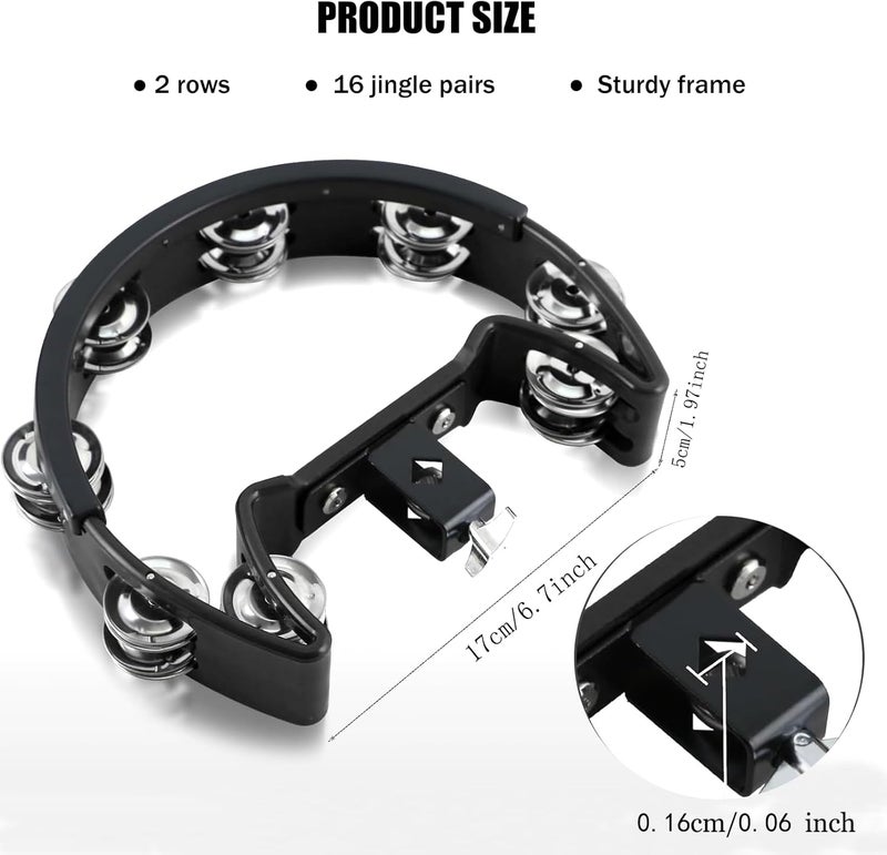 MOONBACK Tambourine and Cowbell Kit, Drum Set Tambourine with Mounting Eye Bolt, Mountable Tambourine And 7 Inch Cowbell for Drum Set - Image 2